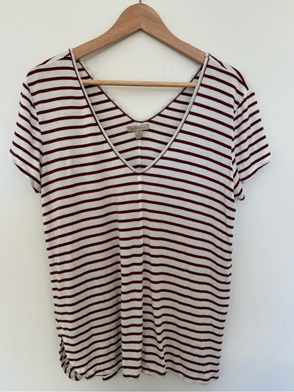 Bordeaux Cream and Burgundy Striped Tee